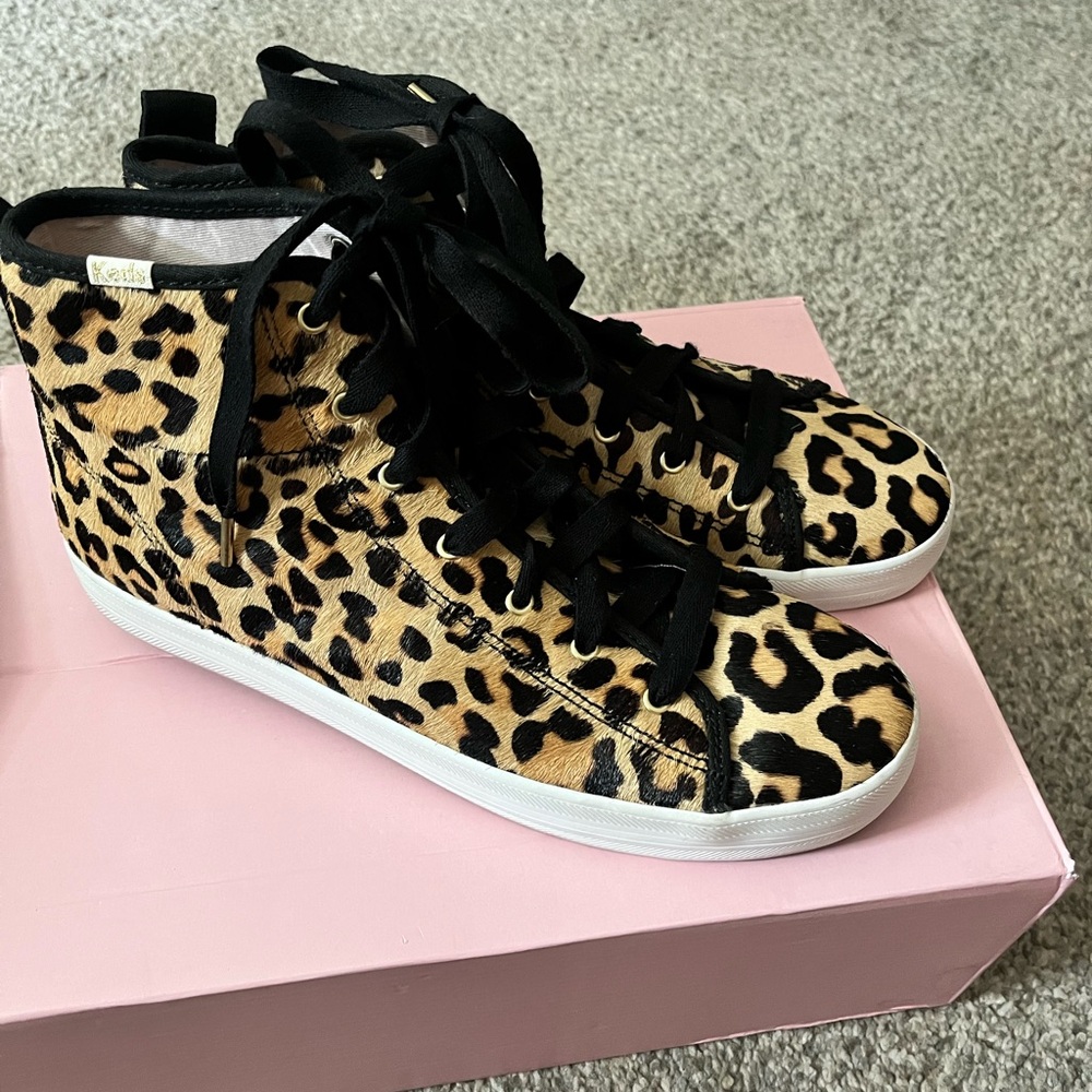 Leopard Print High-Top Sneakers